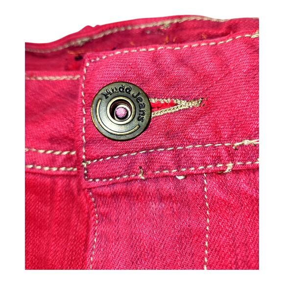 Vintage MUDD Women's Split Seam Frayed Denim Maxi Jean Skirt Long Red XL - Picture 5 of 6